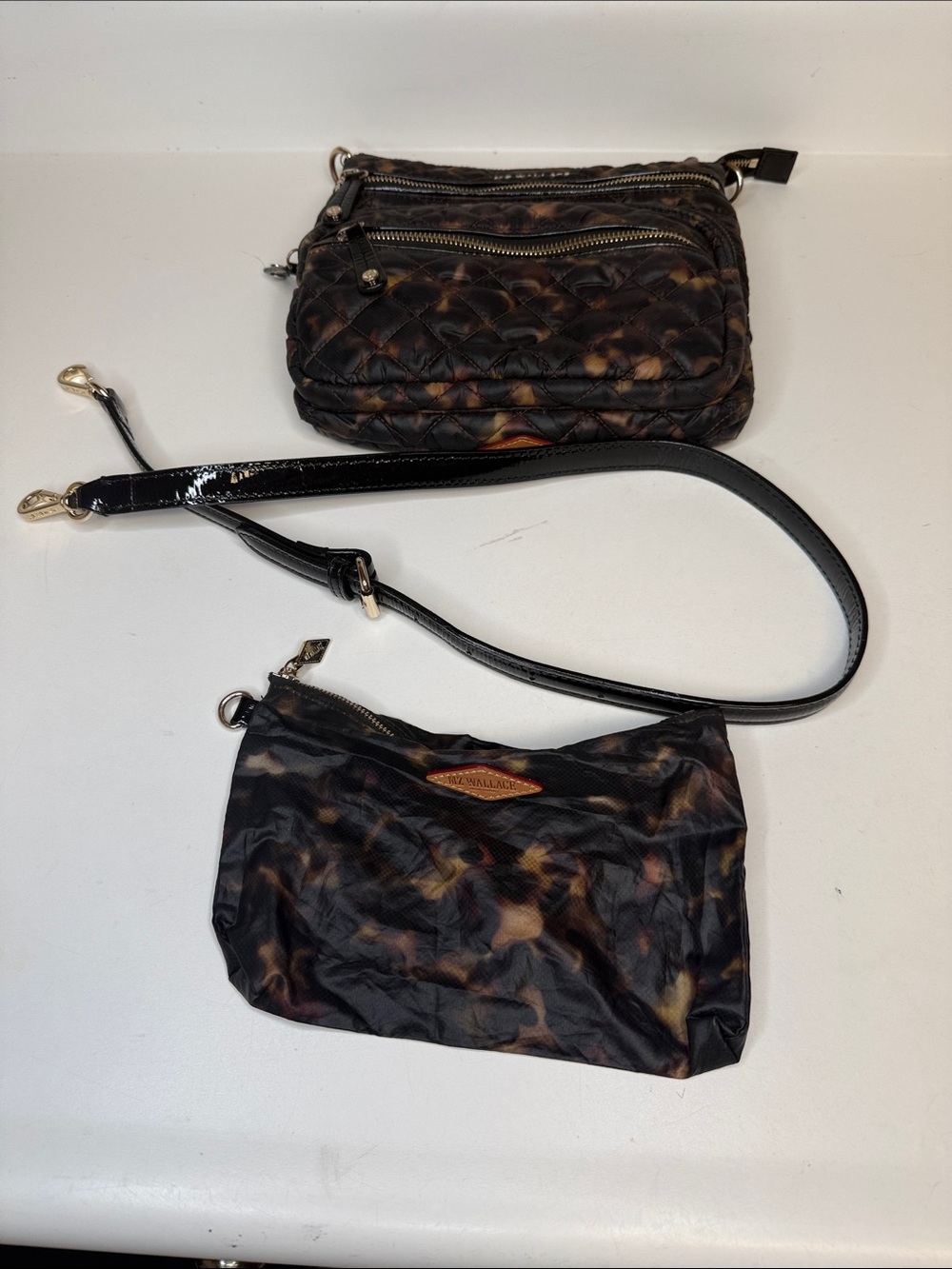MZ Wallace Tortoise-Print Downtown Crosby Crossbody - Black/Brown - Picture 3 of 10